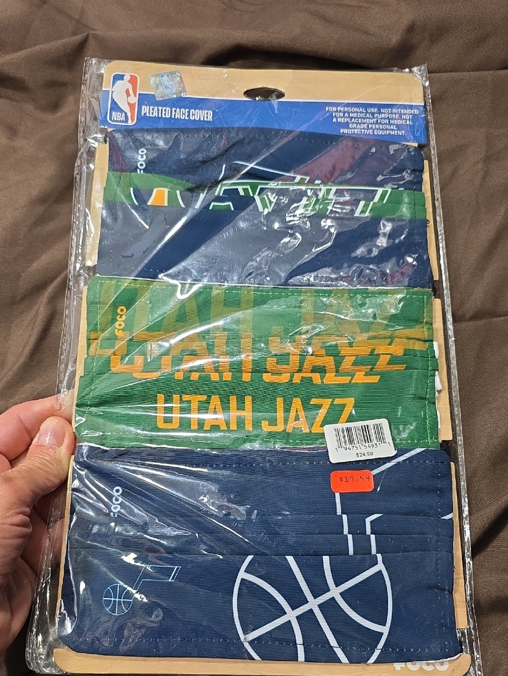 NBA Utah Jazz Pleated Face Covers - Navy & Green